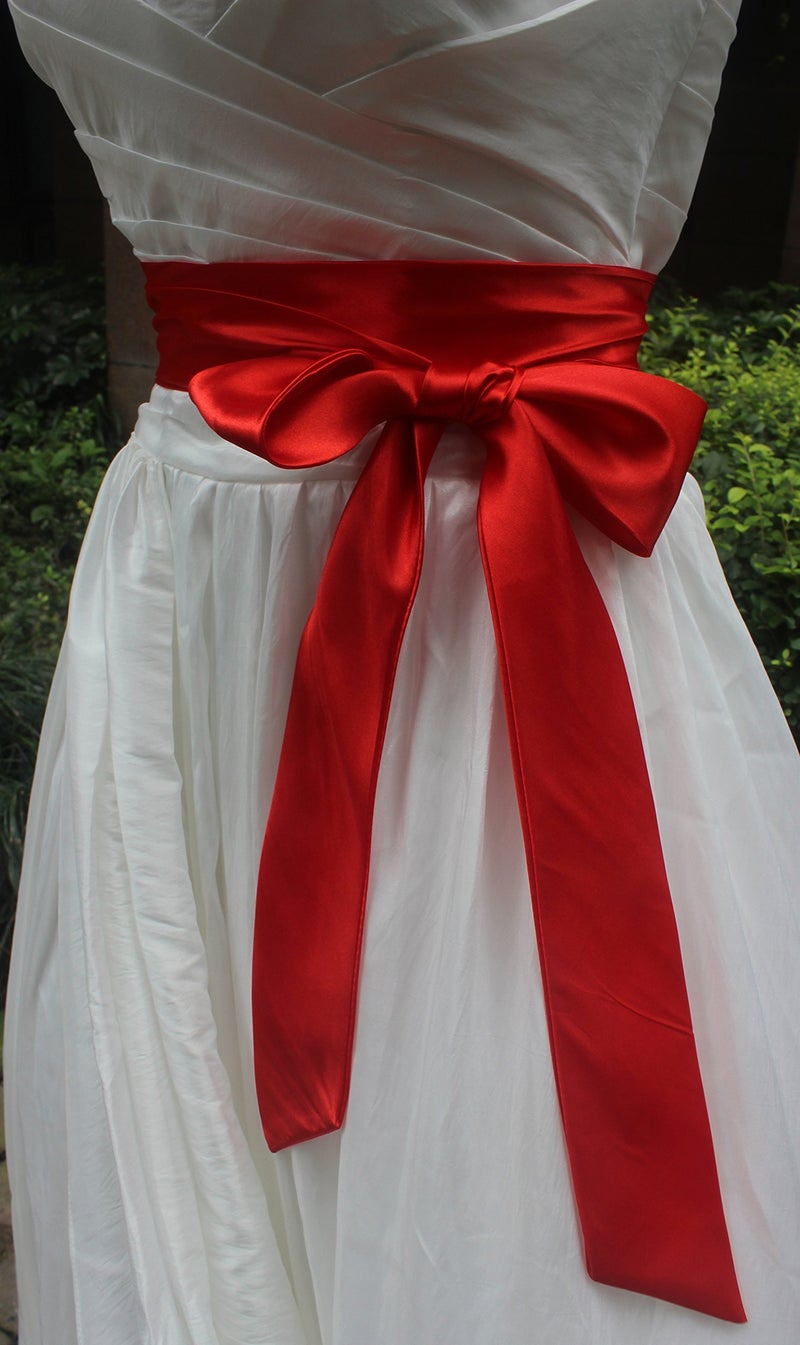 NANIA Wedding satin sash belt for special occasion dress bridal sash (Red) - Image 5